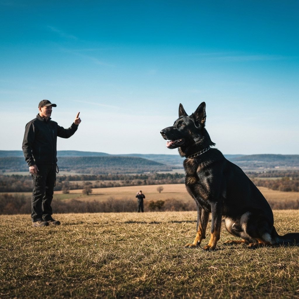 German Shepherd responding to distance commands