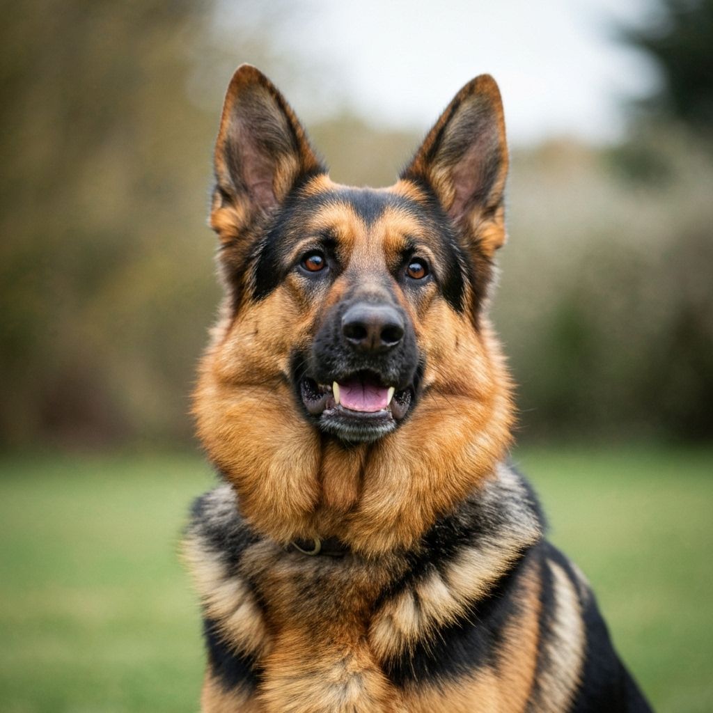 Healthy German Shepherd with well-managed allergies
