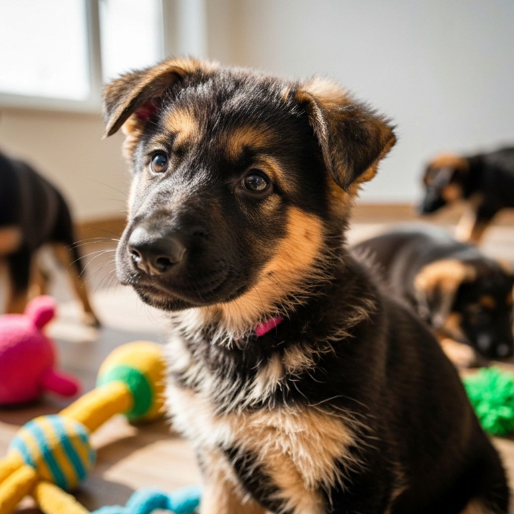 Young German Shepherd puppy during critical socialization period