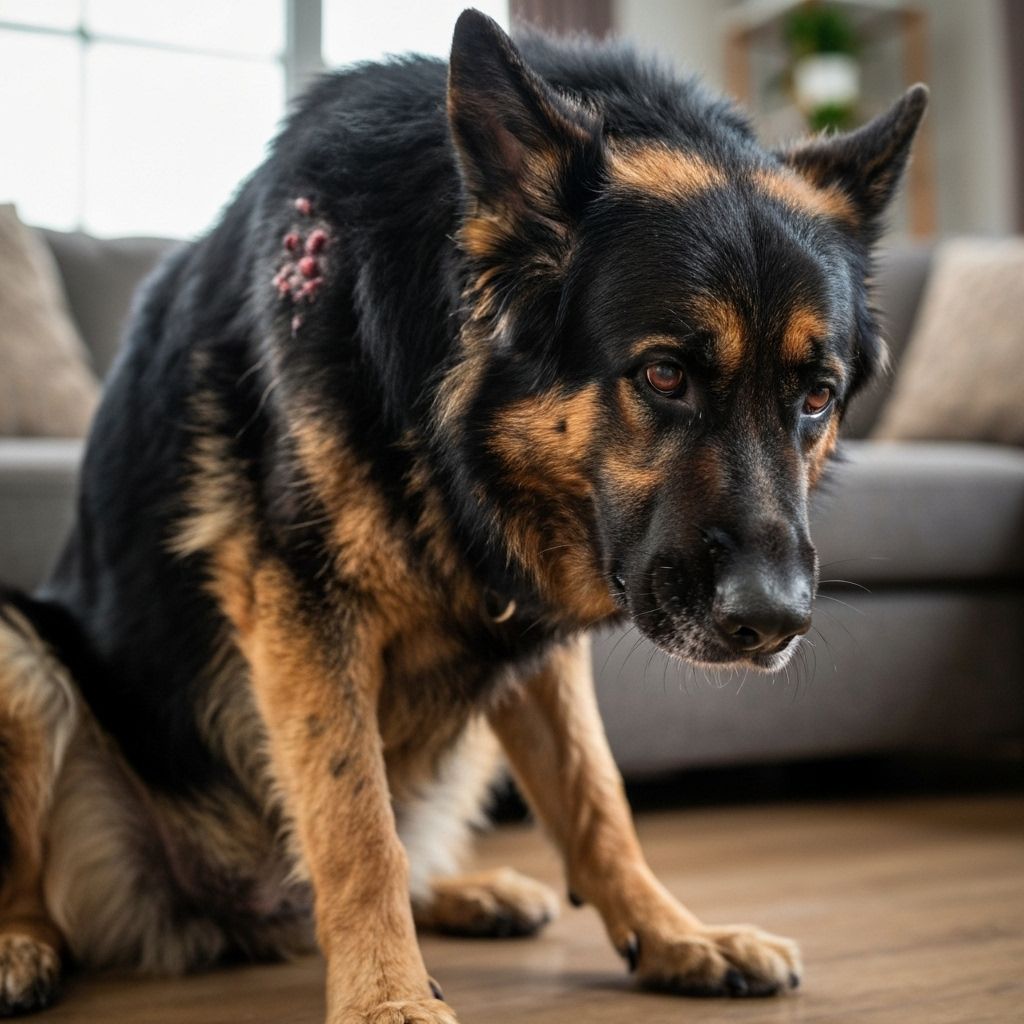 German Shepherd scratching due to allergic reaction